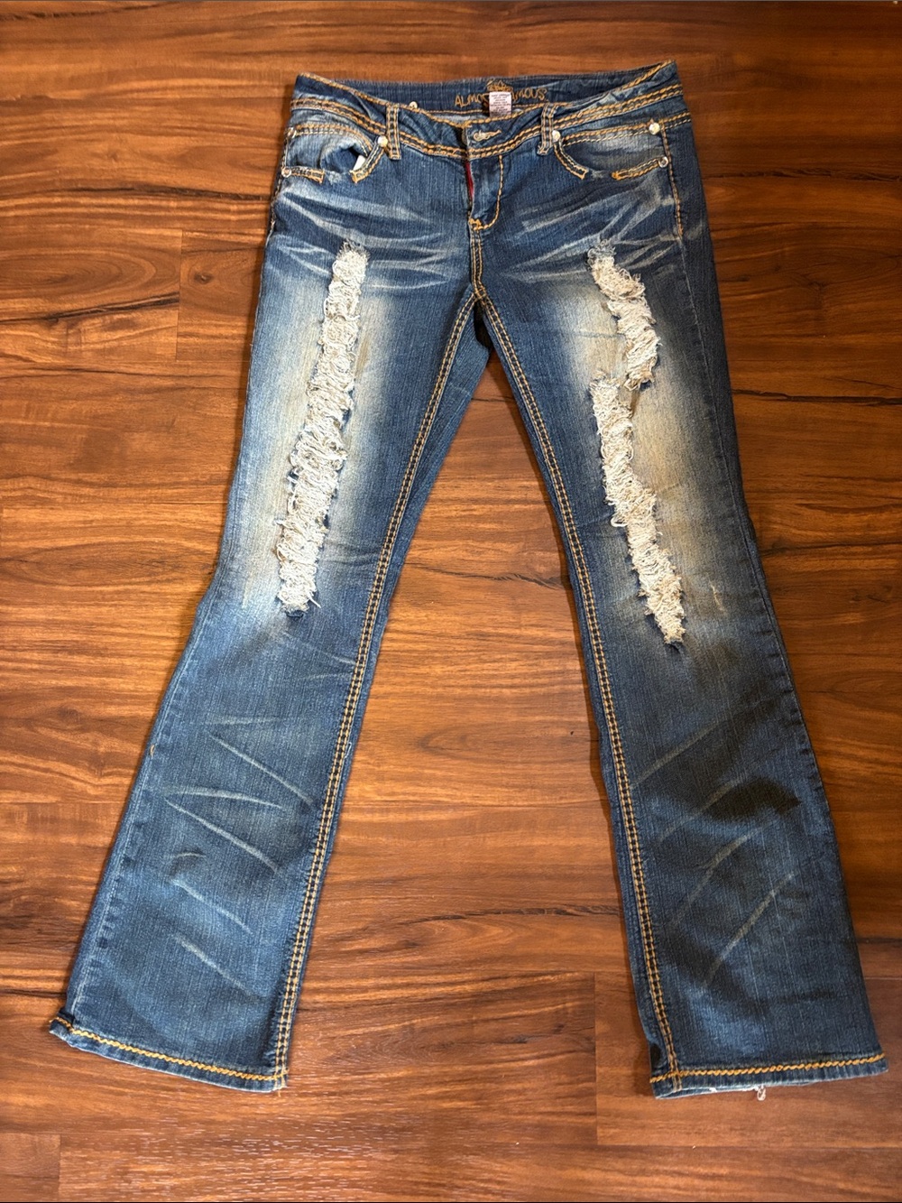 Almost Famous Distressed Blue Flare Jeans